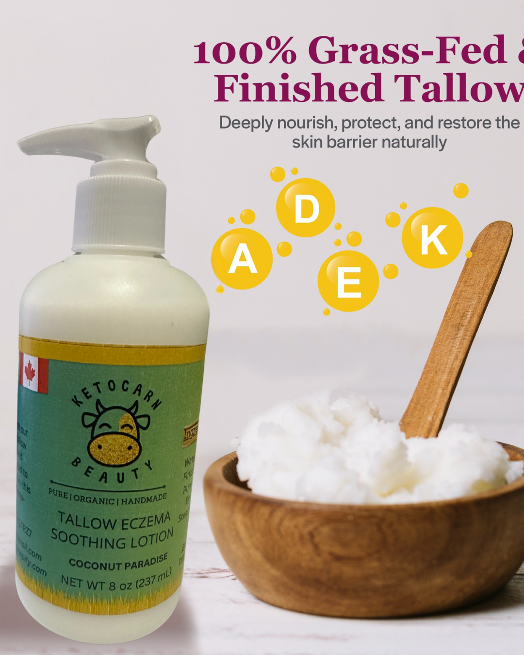 Tallow Eczema Soothing Lotion (Coconut Paradise)